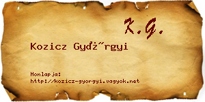 Kozicz Györgyi névjegykártya